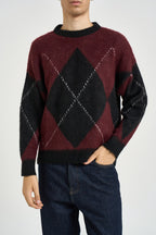 Maglione uomo girocollo con rombi bordeaux e nero 262268 1 BERNA 