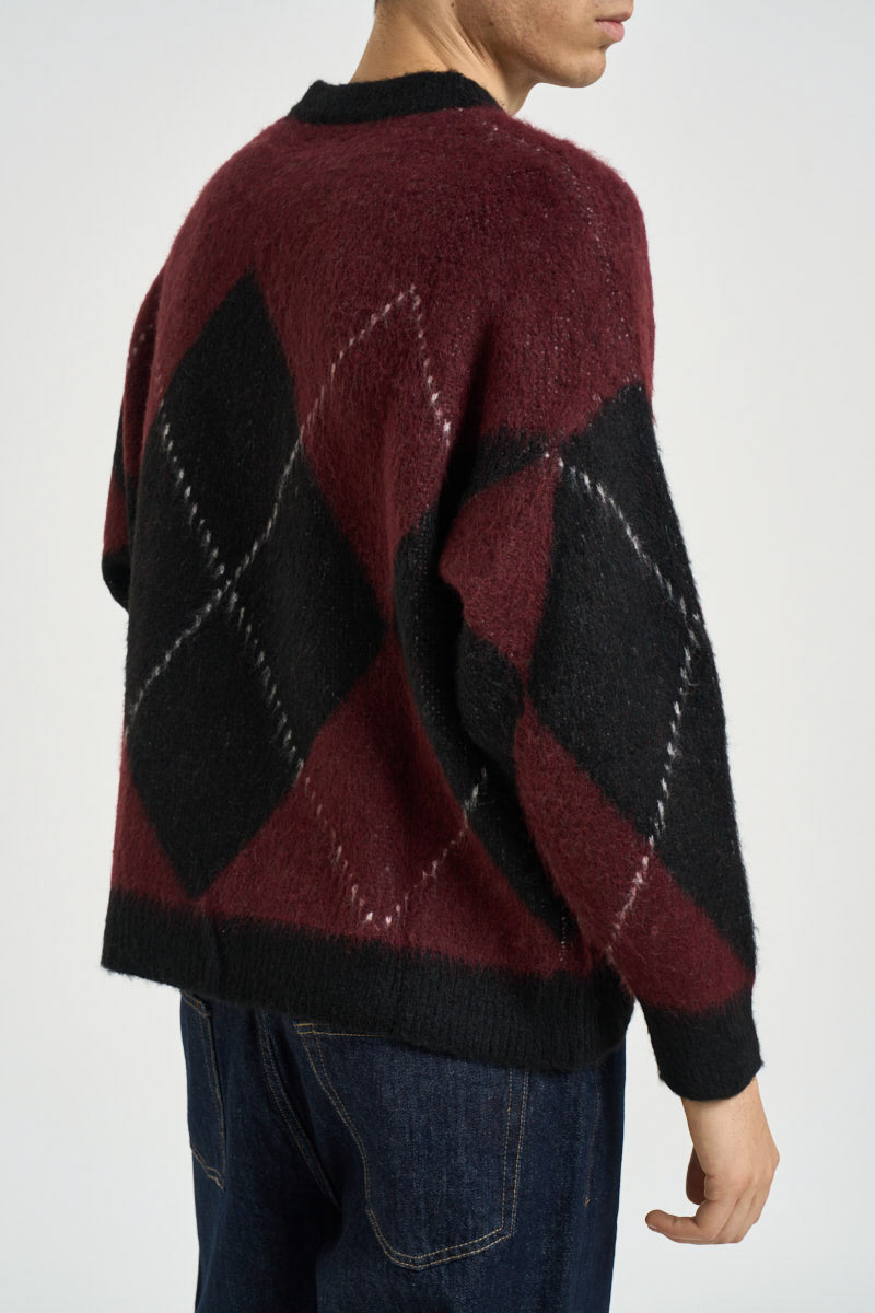Maglione uomo girocollo con rombi bordeaux e nero 262268 1 BERNA 