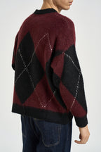 Maglione uomo girocollo con rombi bordeaux e nero 262268 1 BERNA 