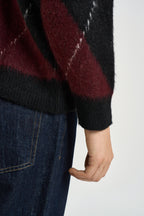 Maglione uomo girocollo con rombi bordeaux e nero 262268 1 BERNA 