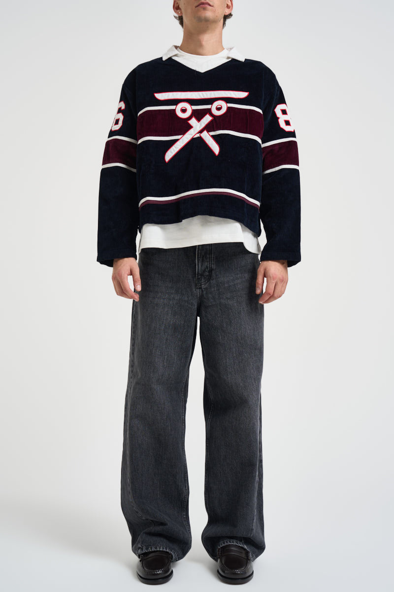 Polo uomo longsleeve in velluto blu 262363 30 BERNA 