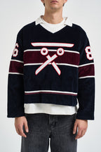 Polo uomo longsleeve in velluto blu 262363 30 BERNA 