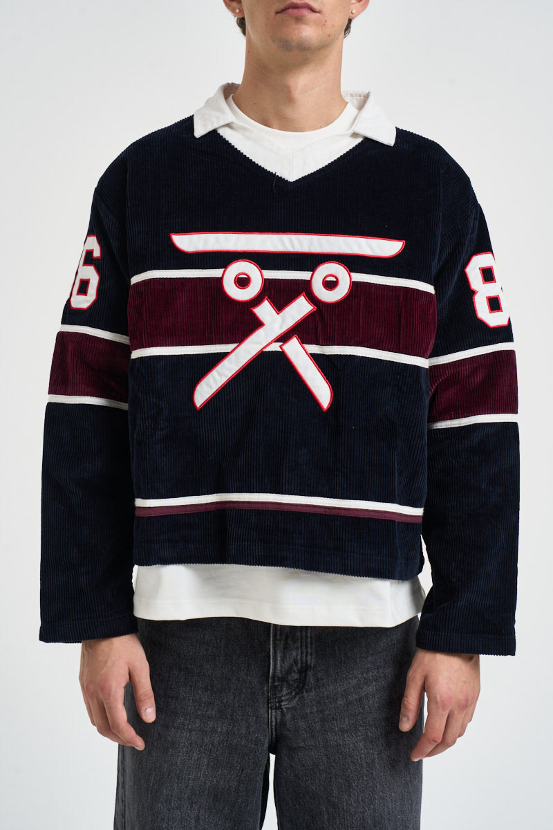 Polo uomo longsleeve in velluto blu 262363 30 BERNA 