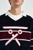 Polo uomo longsleeve in velluto blu 262363 30 BERNA 