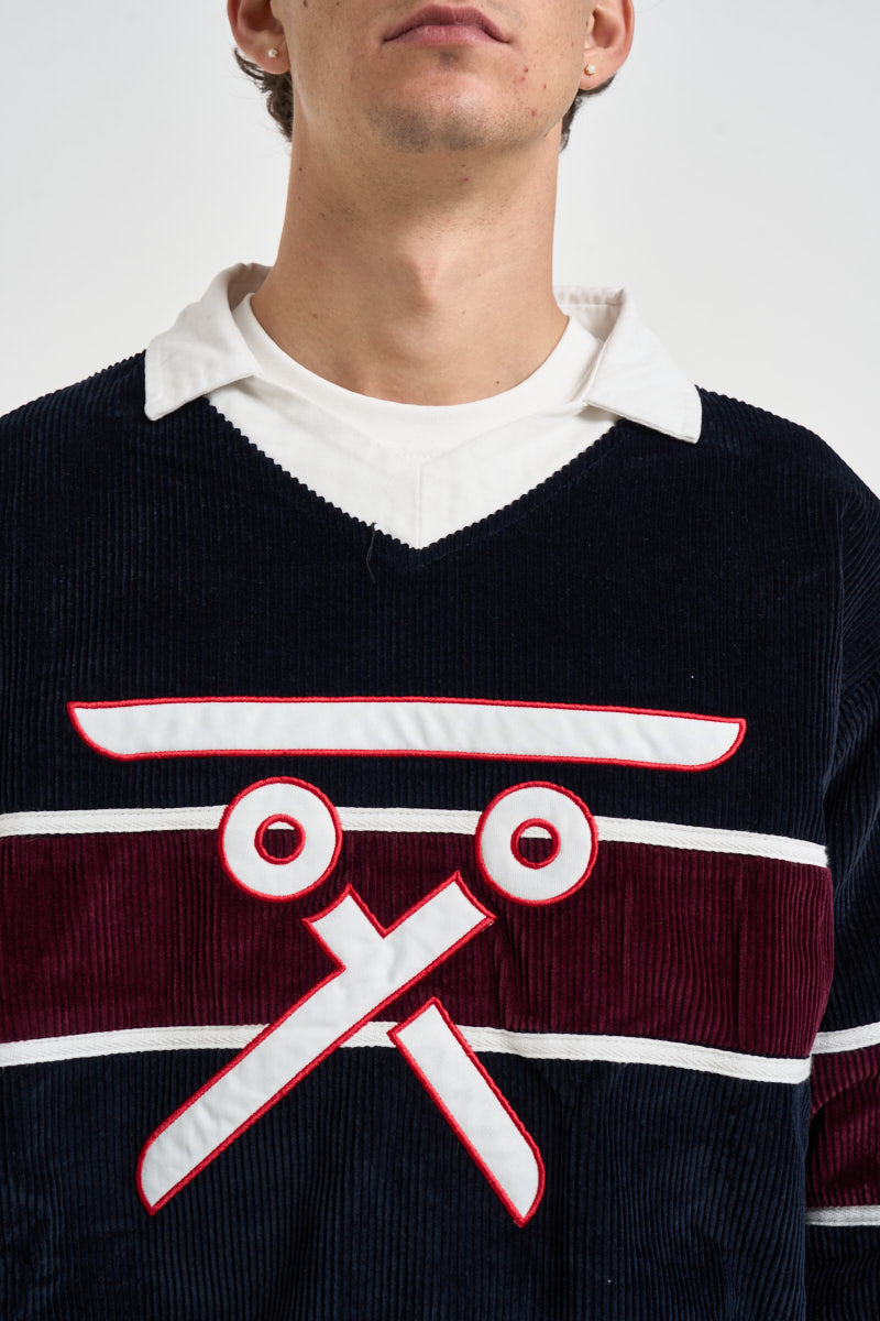 Polo uomo longsleeve in velluto blu 262363 30 BERNA 