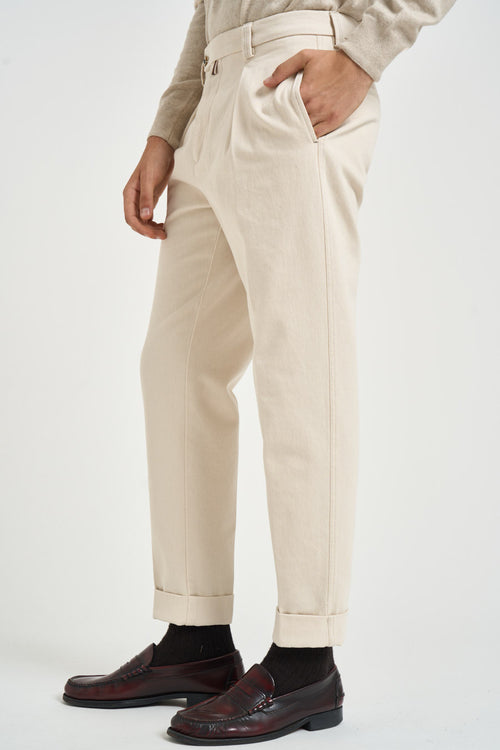 Pantalone uomo con pinces panna - 2