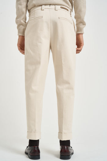 Pantalone uomo con pinces panna - 3