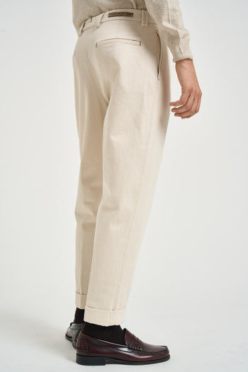Pantalone uomo con pinces panna - 4