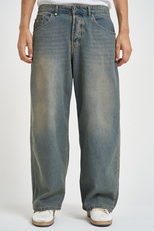 Jeans uomo denim lavaggio vintage celeste - 1