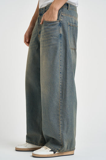 Jeans uomo denim lavaggio vintage celeste - 3
