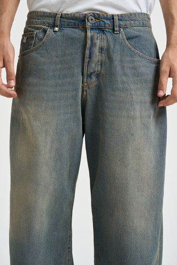 Jeans uomo denim lavaggio vintage celeste - 6