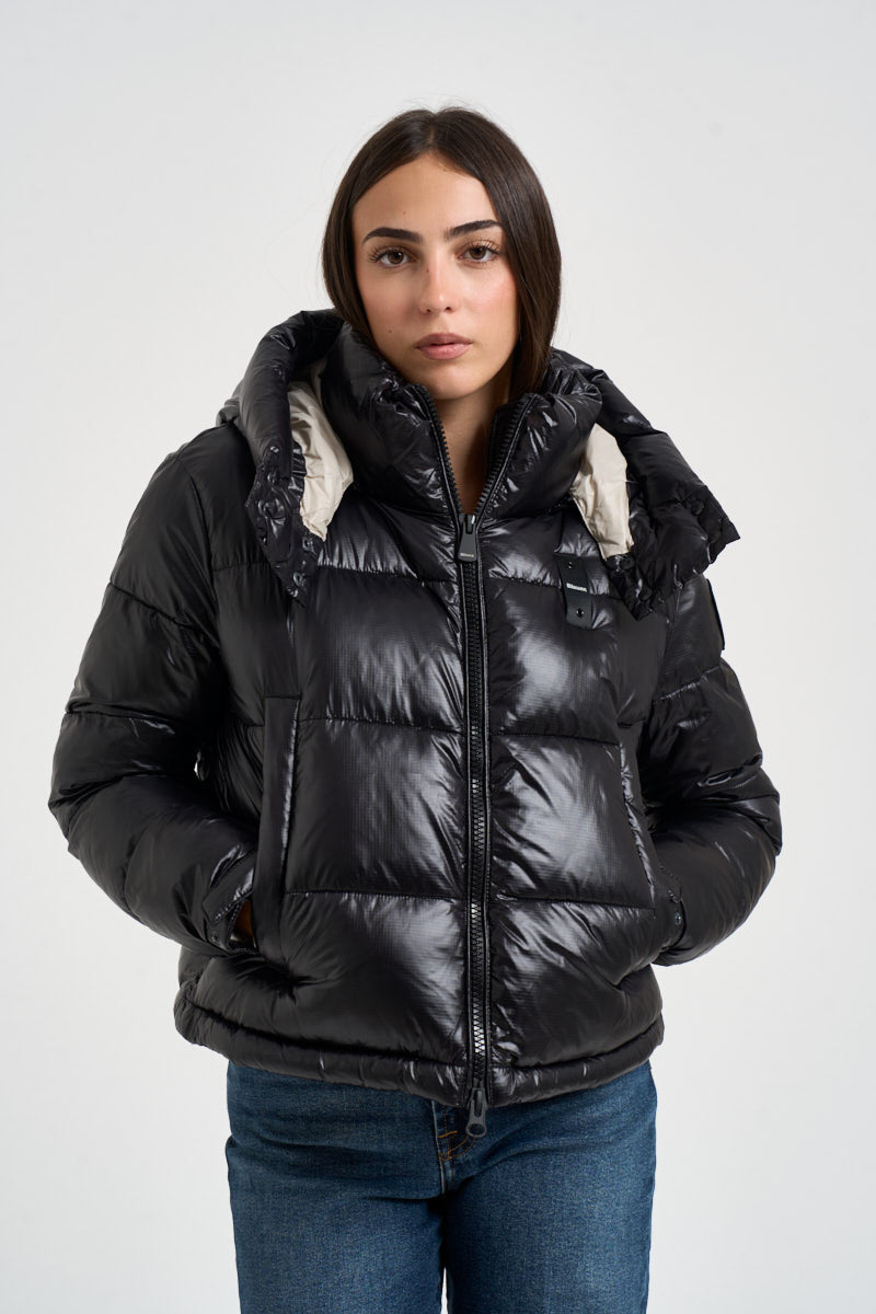 Piumino donna Gloria cropped lucido nero 26WBLDC02071 999 BLAUER 