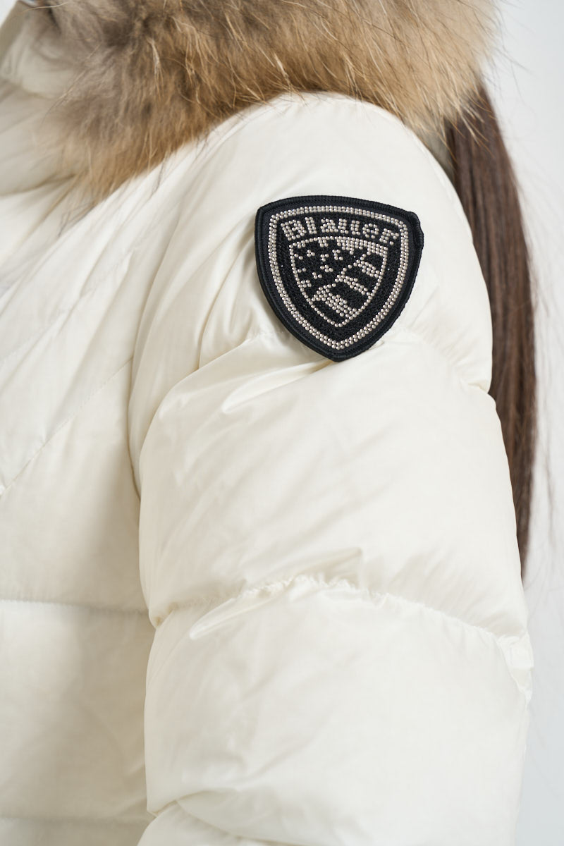 Piumino donna trapuntato con cappuccio bianco 26WBLDC03041 100BI BLAUER 