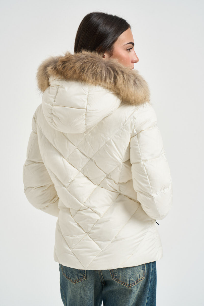 Piumino donna trapuntato con cappuccio bianco 26WBLDC03041 100BI BLAUER 