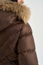 Piumino donna trapuntato con cappuccio marrone 26WBLDC03041 30B BLAUER 