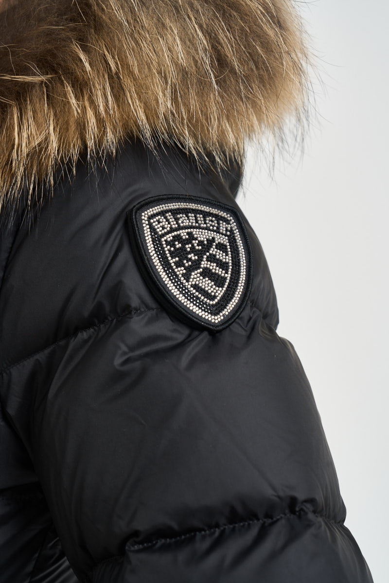 Piumino donna trapuntato con cappuccio nero 26WBLDC03041 999 BLAUER 