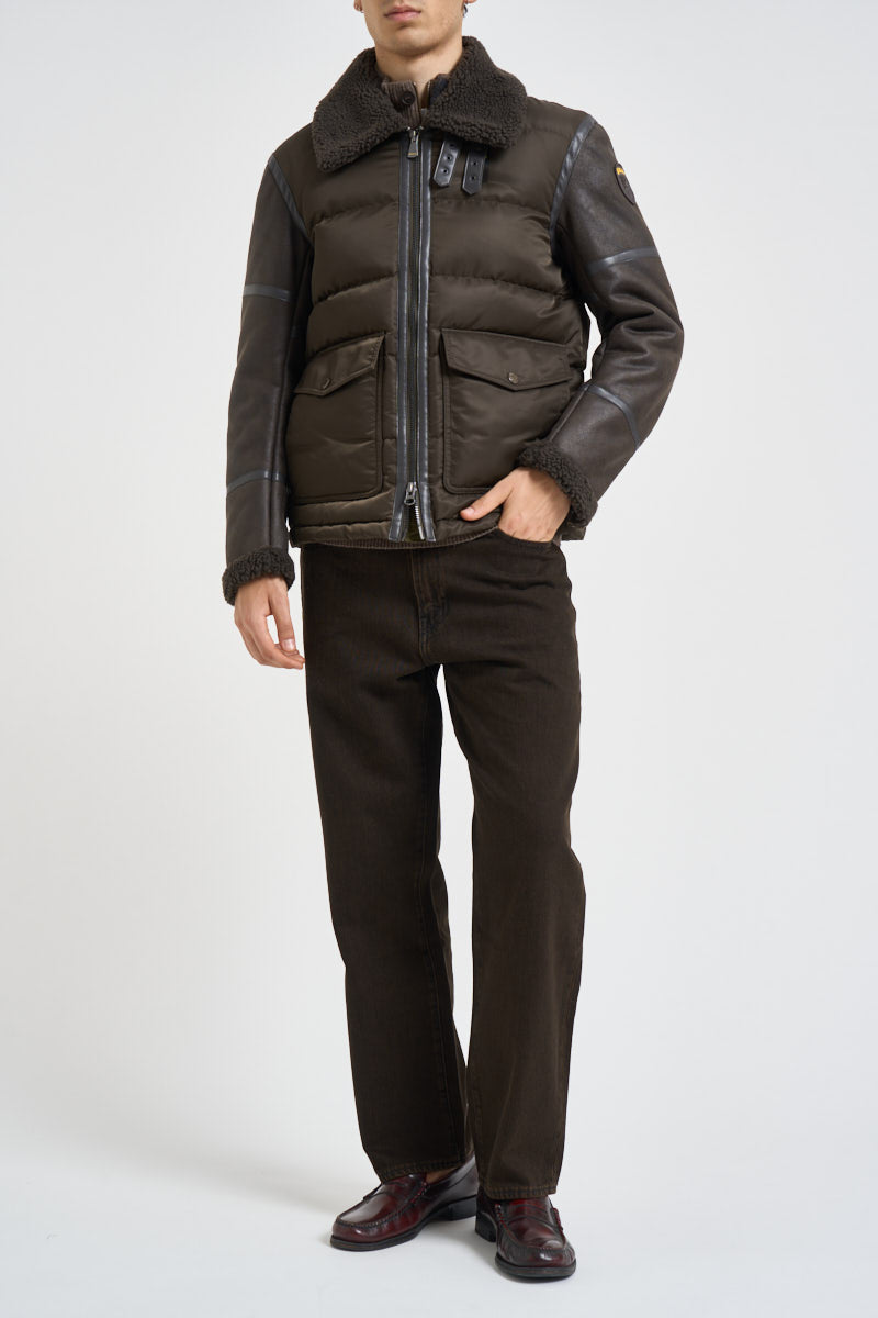 Giacca uomo maniche in eco pelle marrone 26WBLUC02239 382 BLAUER 
