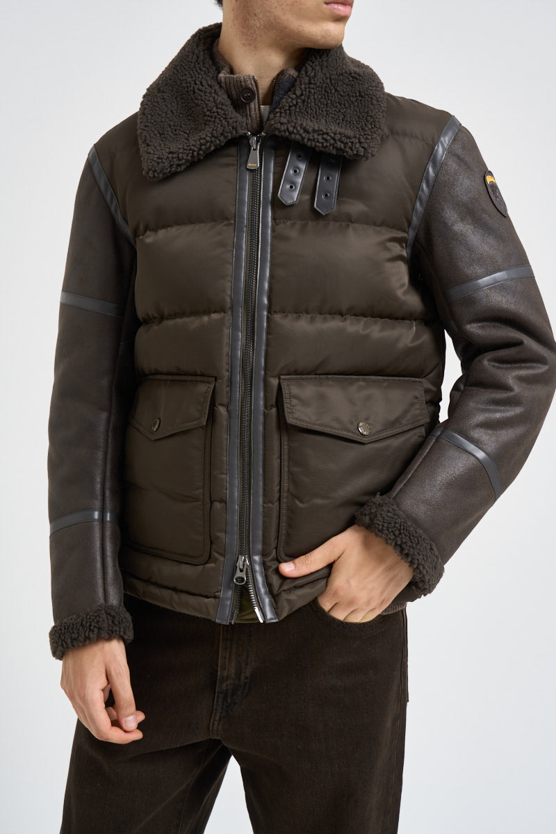 Giacca uomo maniche in eco pelle marrone 26WBLUC02239 382 BLAUER 