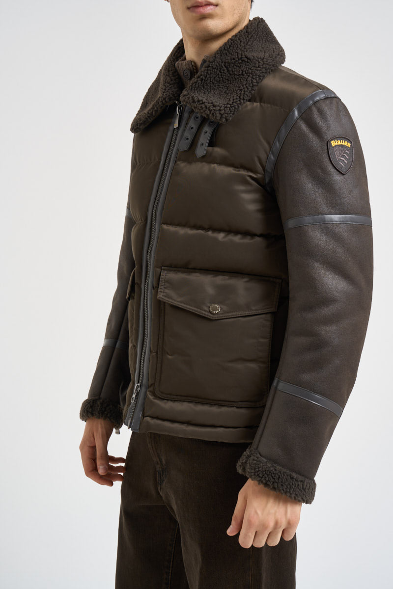 Giacca uomo maniche in eco pelle marrone 26WBLUC02239 382 BLAUER 