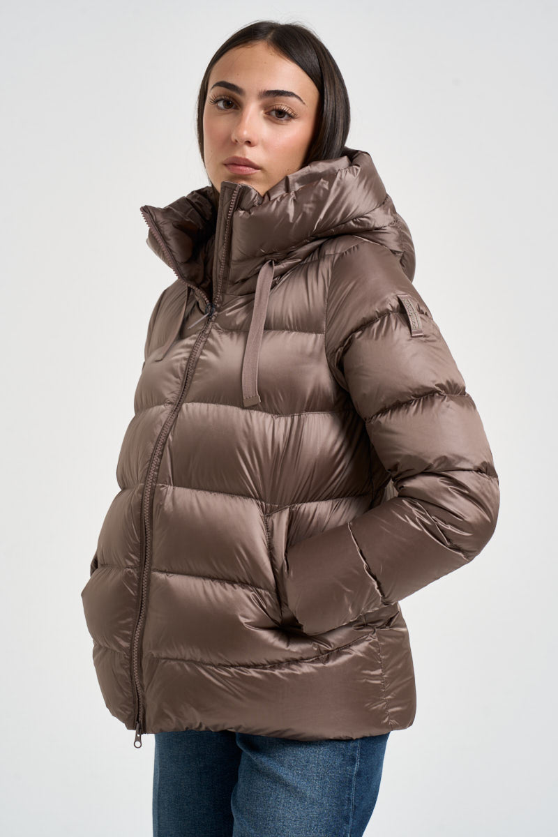 Piumino donna corto marrone bronzato 6012ROMA DLC6148 BOMBOOGIE 