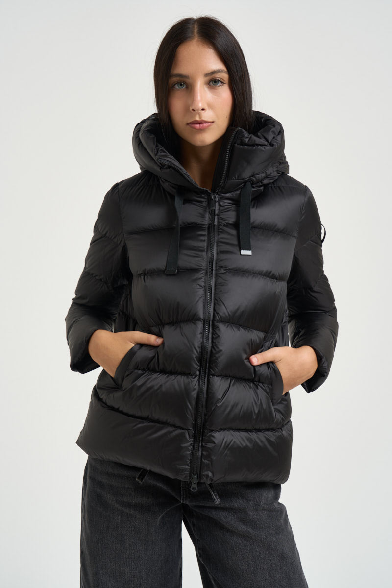 Piumino donna corto nero 6012ROMA DLC690 BOMBOOGIE 