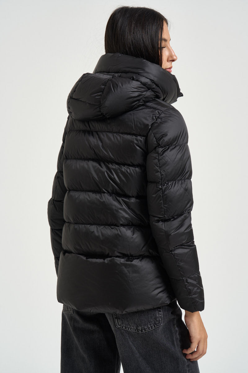 Piumino donna corto nero 6012ROMA DLC690 BOMBOOGIE 
