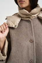 Cappotto donna over con cappuccio tortora 9818 WLA6170 BOMBOOGIE 
