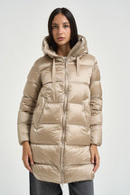Piumino donna midi oro GENEVA6630 DLC6170 BOMBOOGIE 
