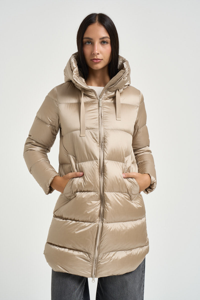Piumino donna midi oro GENEVA6630 DLC6170 BOMBOOGIE 