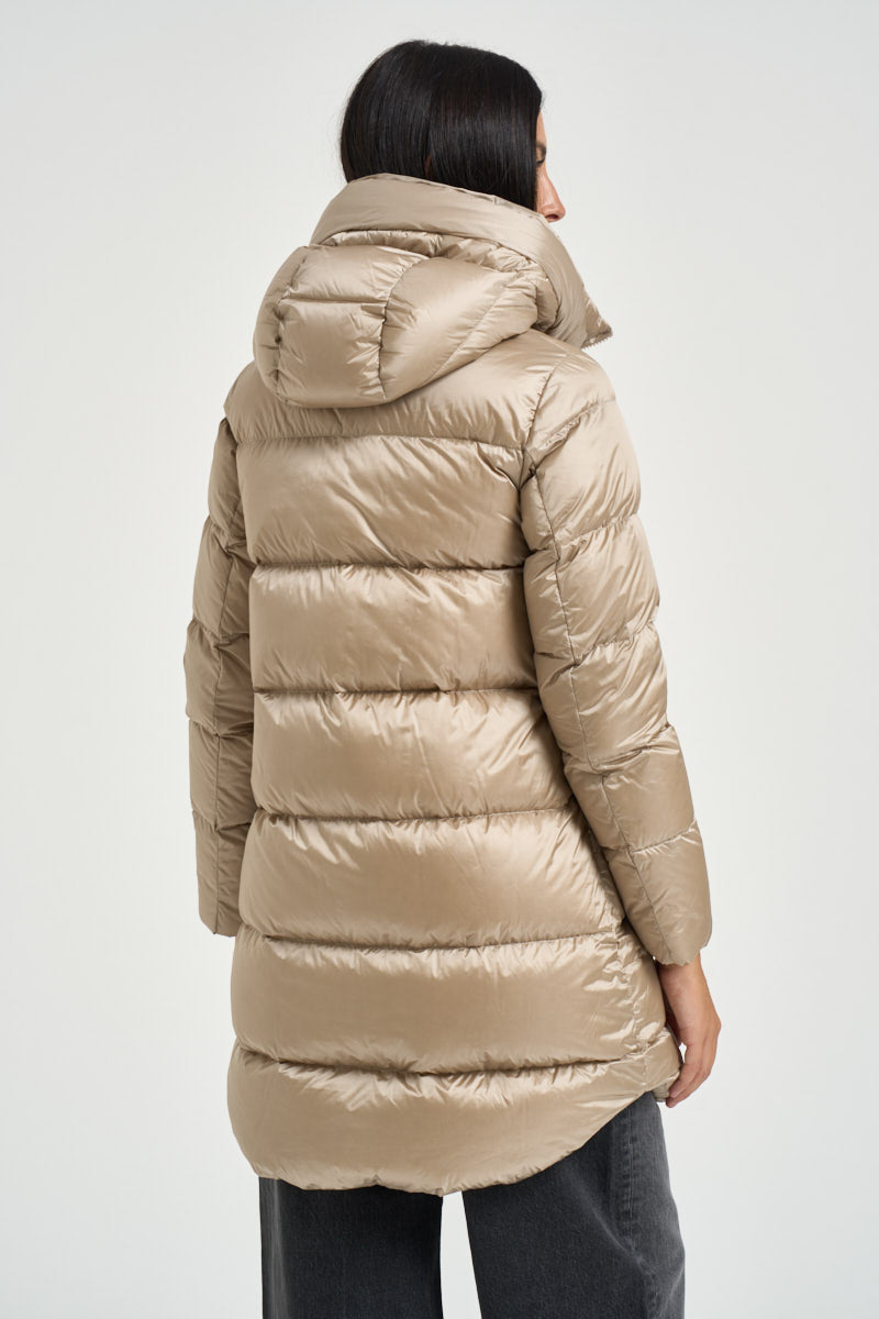 Piumino donna midi oro GENEVA6630 DLC6170 BOMBOOGIE 