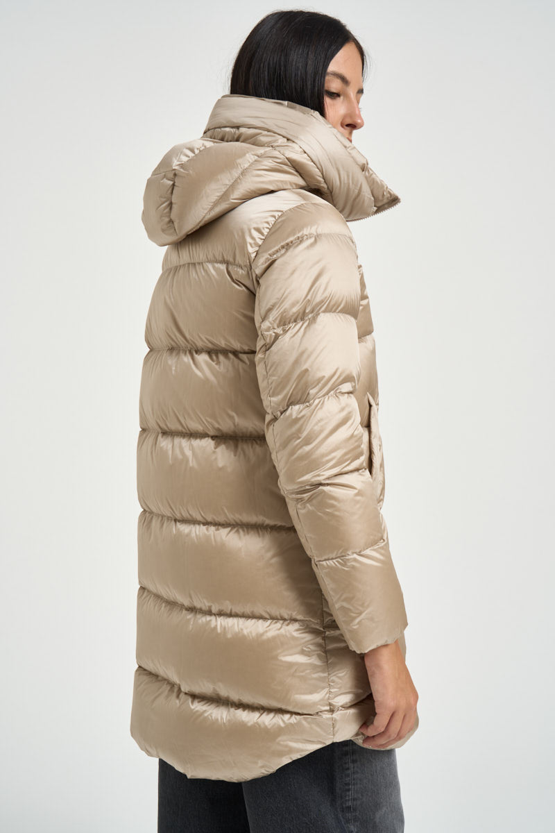 Piumino donna midi oro GENEVA6630 DLC6170 BOMBOOGIE 