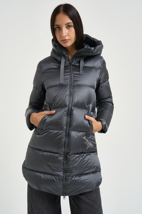 Piumino donna midi grigio - 1