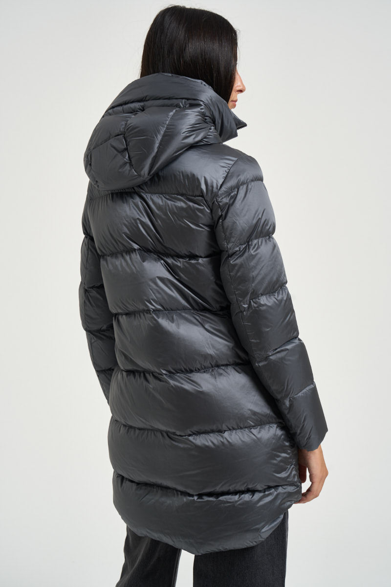 Piumino donna midi grigio GENEVA6630 DLC652 BOMBOOGIE 