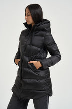 Piumino donna midi nero GENEVA6630 DLC690 BOMBOOGIE 