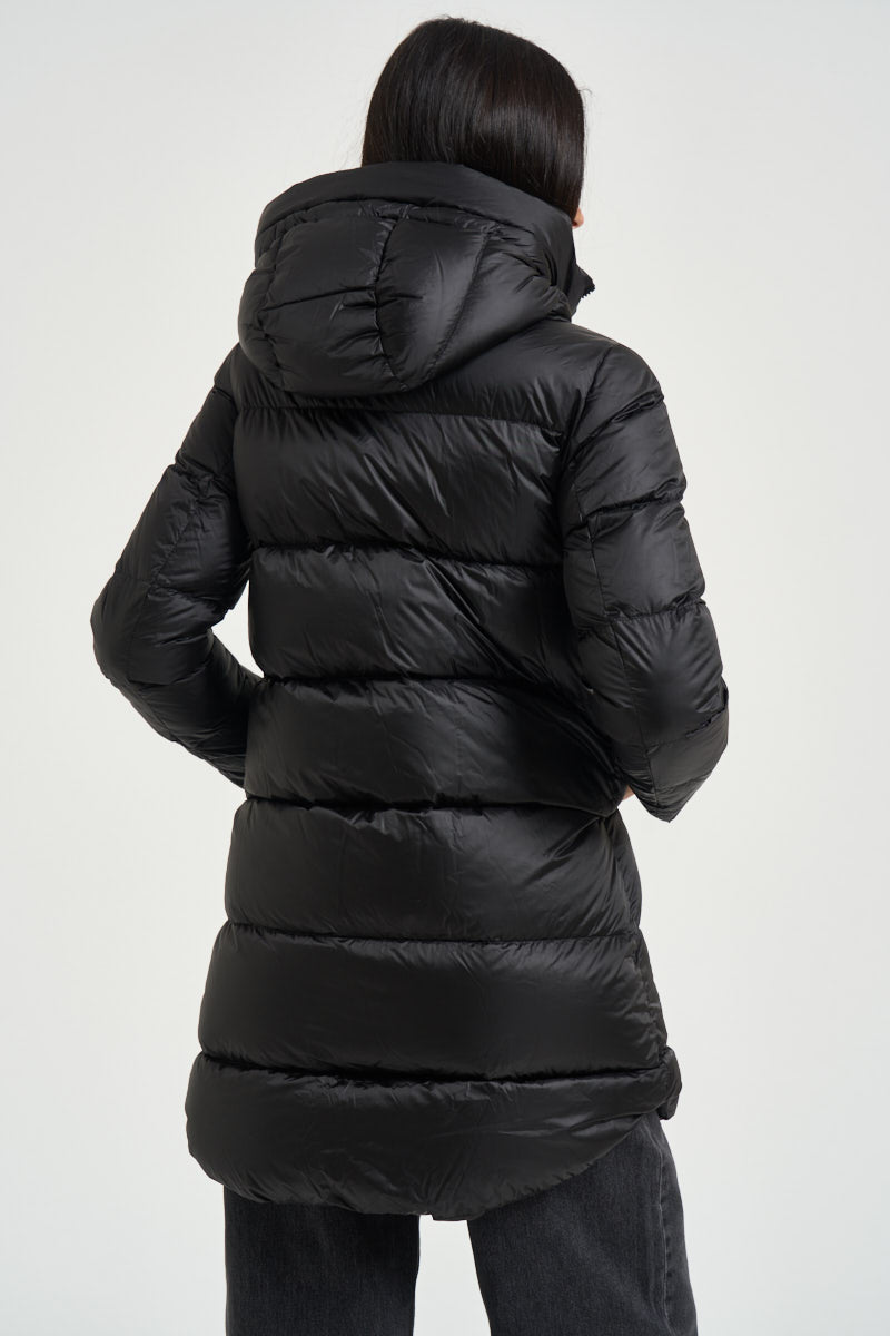 Piumino donna midi nero GENEVA6630 DLC690 BOMBOOGIE 