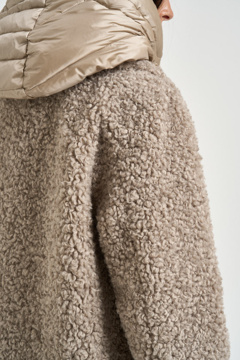 Cappotto donna effetto shearling beige ODESSA6570 SFC6170 BOMBOOGIE 