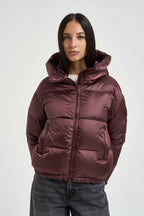 Piumino donna corto bordeaux RIGA8139 DLC6481 BOMBOOGIE 