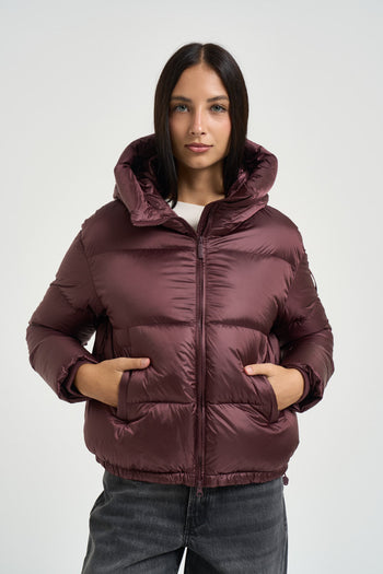 Piumino donna corto bordeaux - 3