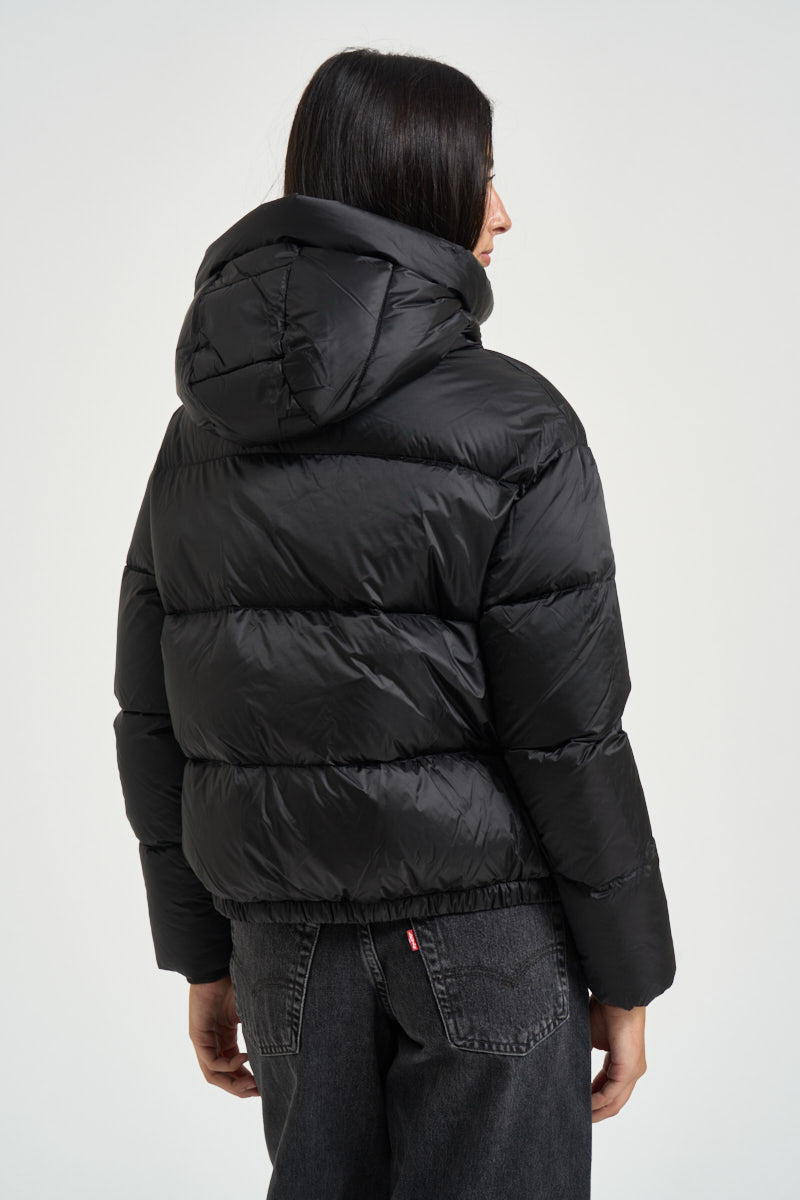 Piumino donna corto nero RIGA8139 DLC690 BOMBOOGIE 