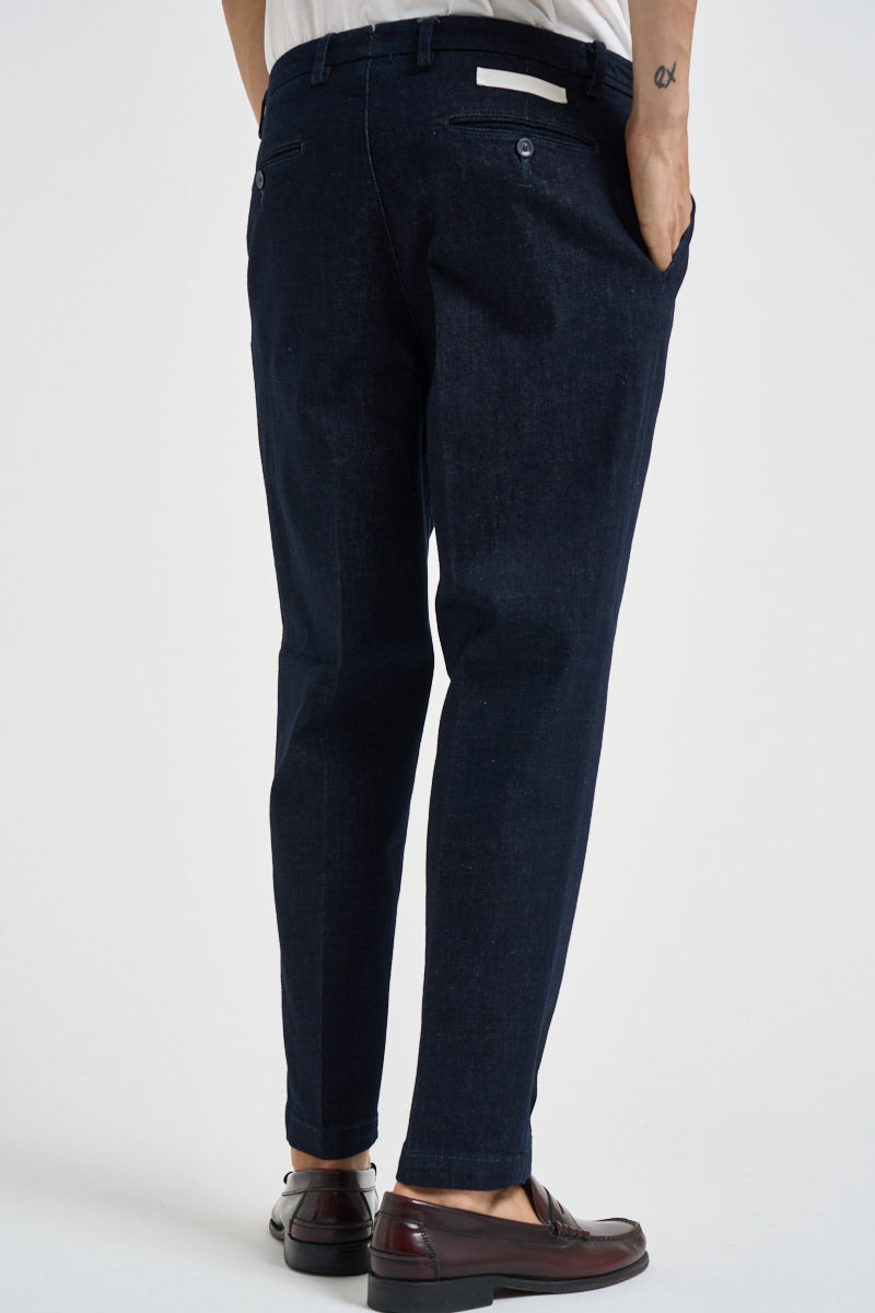 Jeans uomo con pinces in denim blu scuro BELLOJ 40019541 BRIGLIA 