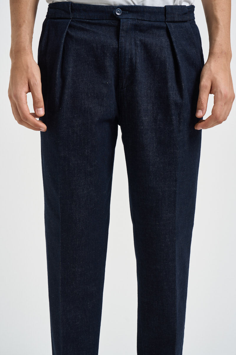 Jeans uomo con pinces in denim blu scuro BELLOJ 40019541 BRIGLIA 