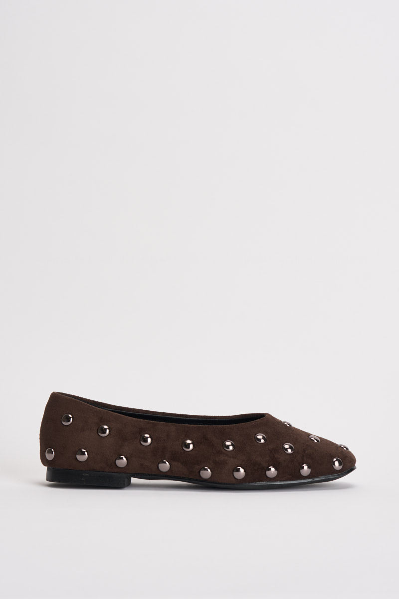 Ballerine donna con borchie in suede moro 3002 MORO CAFFÈ NERO 