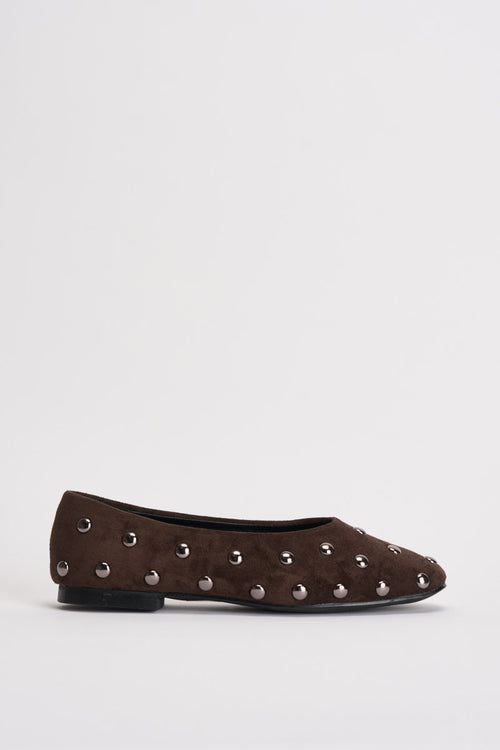 Ballerine donna con borchie in suede moro 3002 MORO CAFFÈ NERO 