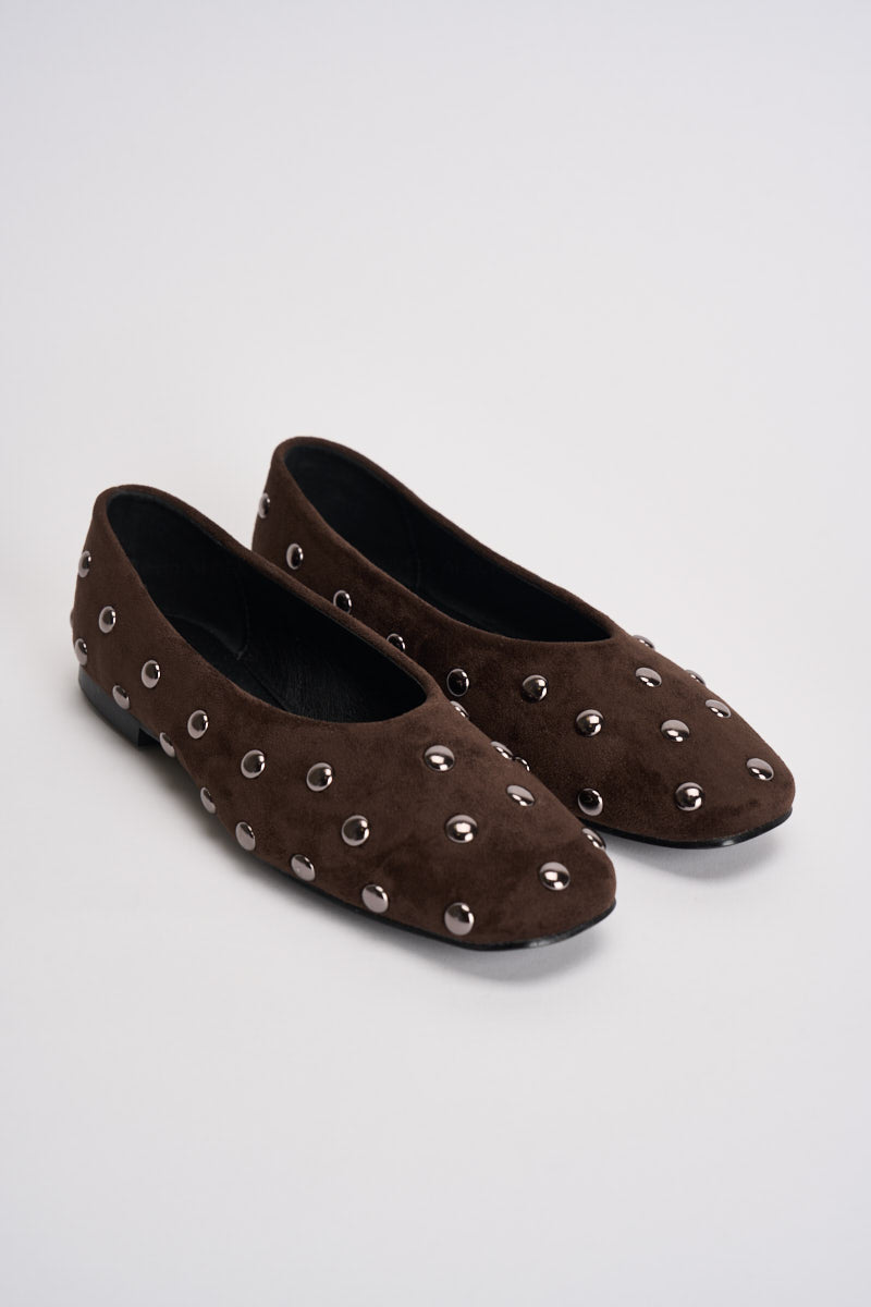 Ballerine donna con borchie in suede moro 3002 MORO CAFFÈ NERO 
