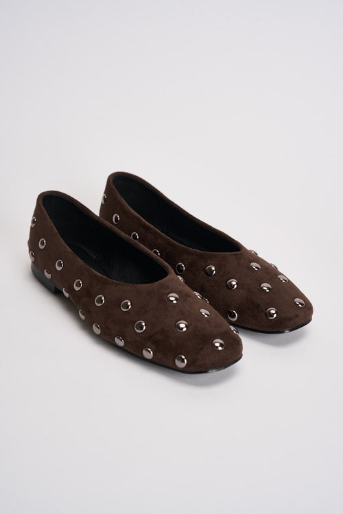 Ballerine donna con borchie in suede moro 3002 MORO CAFFÈ NERO 
