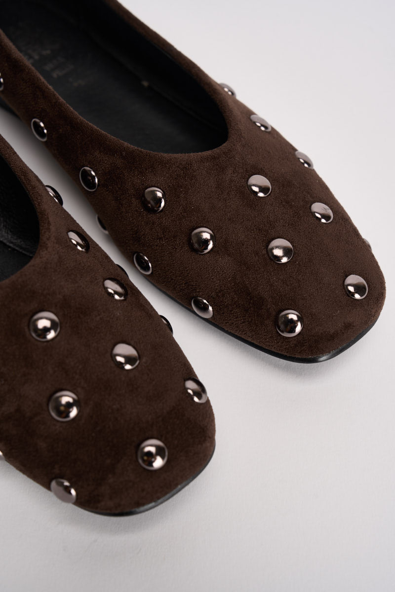 Ballerine donna con borchie in suede moro 3002 MORO CAFFÈ NERO 