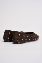 Ballerine donna con borchie in suede moro 3002 MORO CAFFÈ NERO 