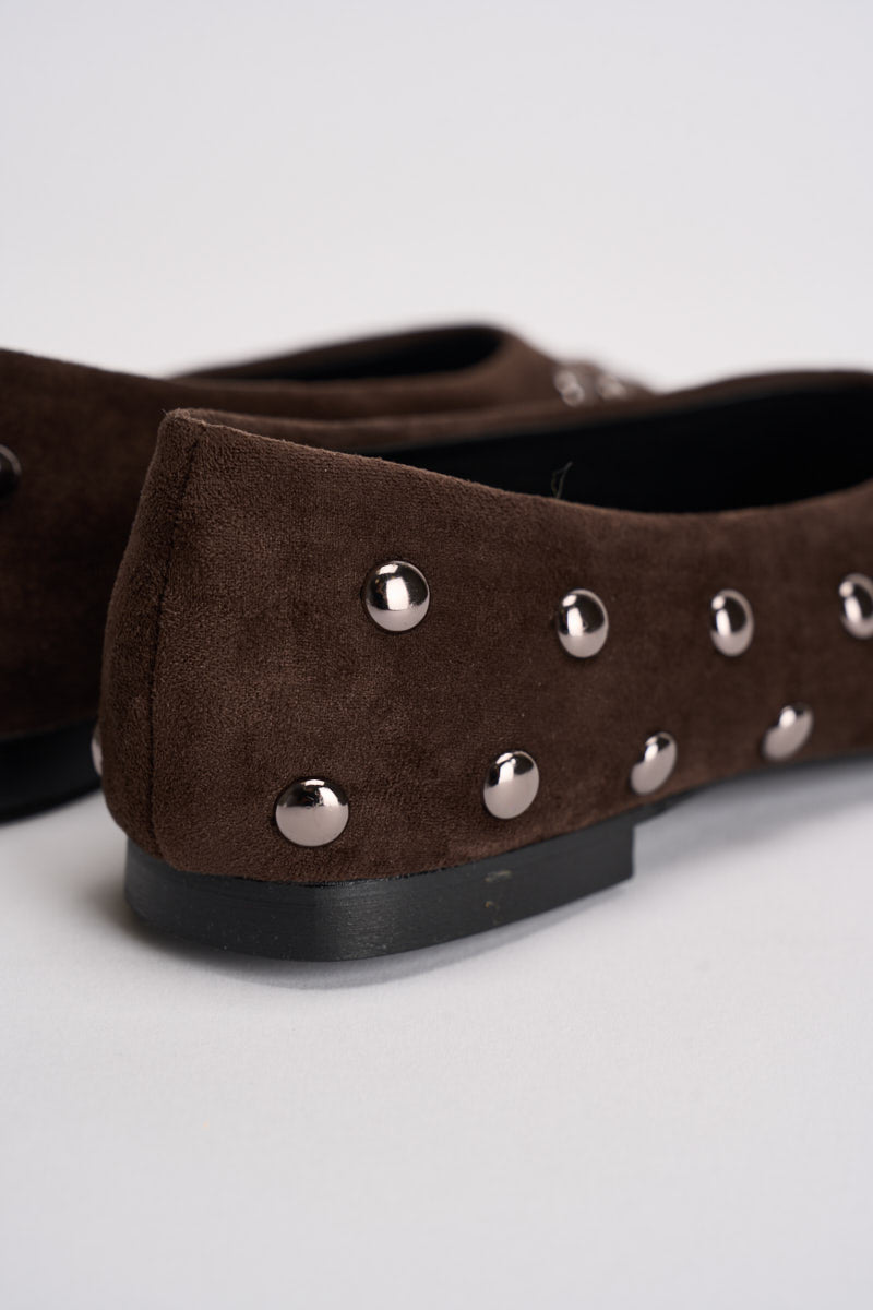 Ballerine donna con borchie in suede moro 3002 MORO CAFFÈ NERO 