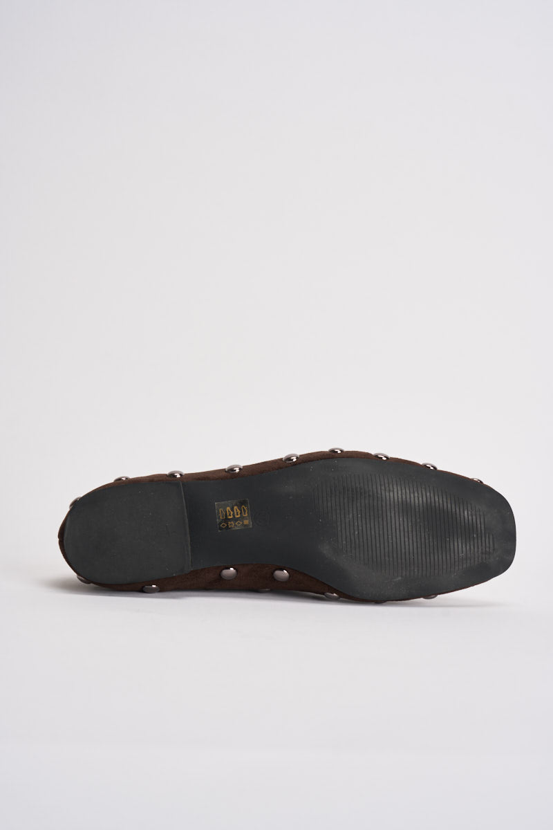 Ballerine donna con borchie in suede moro 3002 MORO CAFFÈ NERO 