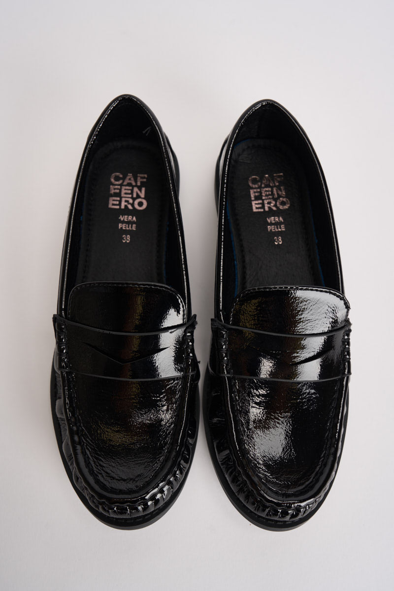 Mocassini donna in vernice nera 3060 NERO CAFFÈ NERO 